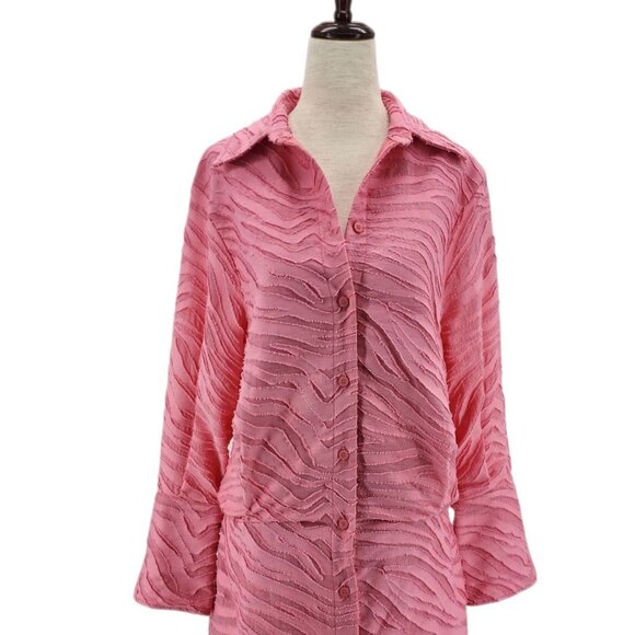 The Attico Womens 2/4 Dress Pink Silvye Zebra Print Fil Coupe Minidress Shirt - Picture 2 of 10